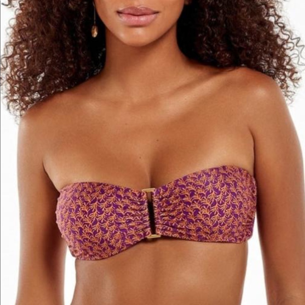 NWT Vix Hermanny Luri Plum square bandeau bikini top. D cup